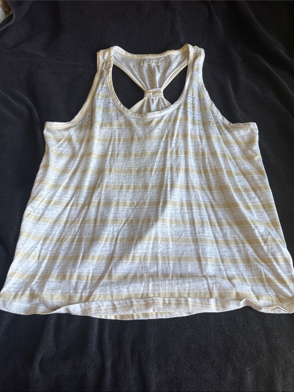 Maurices Cream & Light Gray Striped Knot-Back Tank